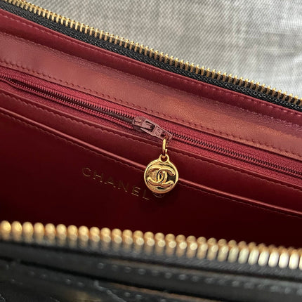 CHANEL 26S QUILTED FLAP BACKPACK 28 IN BLACK LAMBSKIN GOLD HARDWARE