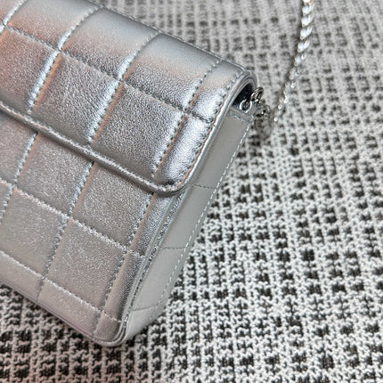 CHANEL 26S FLAP BAG 26 IN SILVER CALFSKIN SILVER HARDWARE
