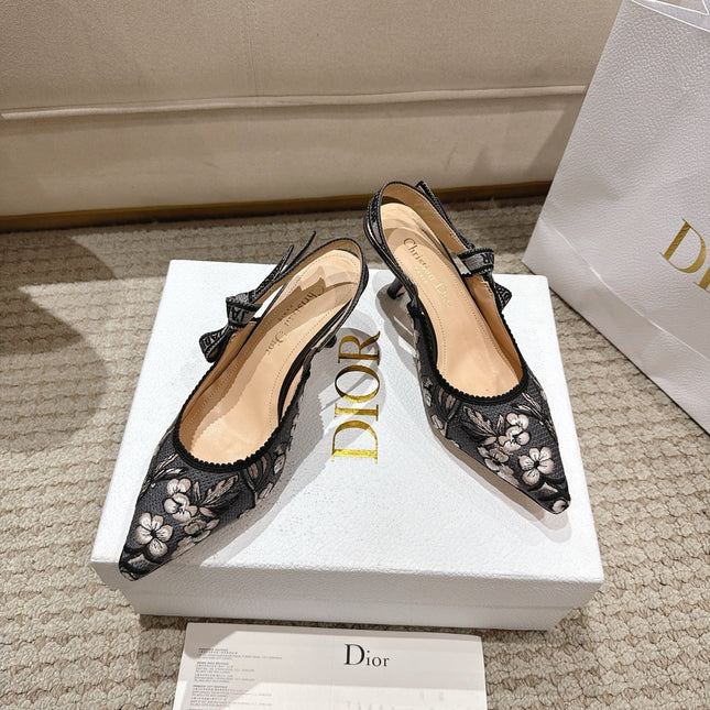 SLINGBACK J'ADIOR BLOSSOM FLORAL 65MM BLACK LACE