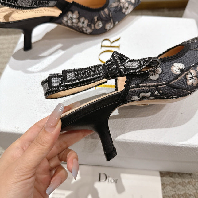 SLINGBACK J'ADIOR BLOSSOM FLORAL 65MM BLACK LACE