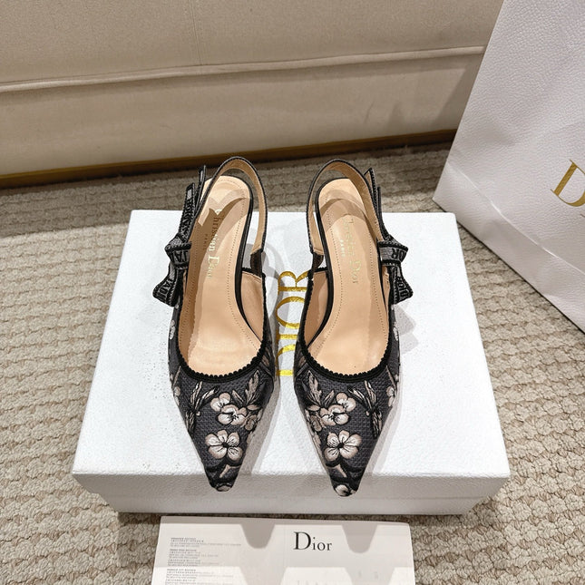 SLINGBACK J'ADIOR BLOSSOM FLORAL 65MM BLACK LACE