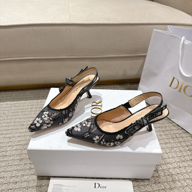 SLINGBACK J'ADIOR BLOSSOM FLORAL 65MM BLACK LACE
