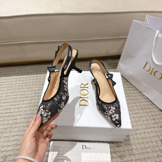 SLINGBACK J'ADIOR BLOSSOM FLORAL 65MM BLACK LACE
