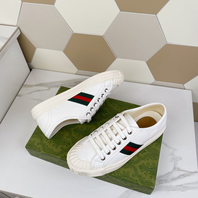GG JULIO SNEAKER WITH WEB WHITE CANVAS