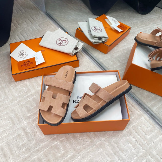 HM CHYPRE SANDALS IN DARK BEIGE SUEDE