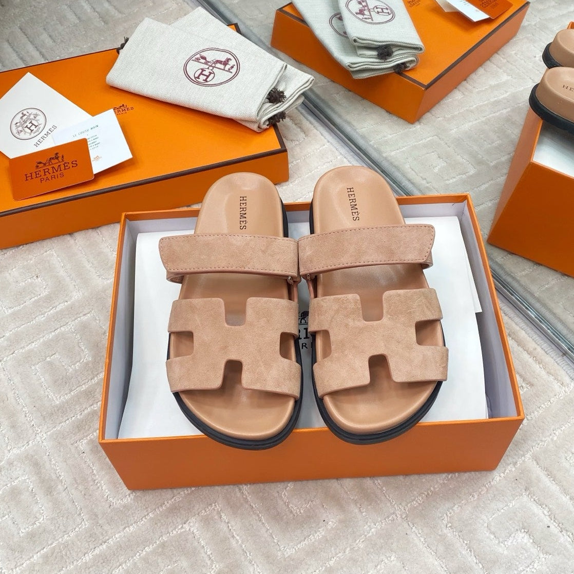 CHYPRE SANDALS IN DARK BEIGE SUEDE