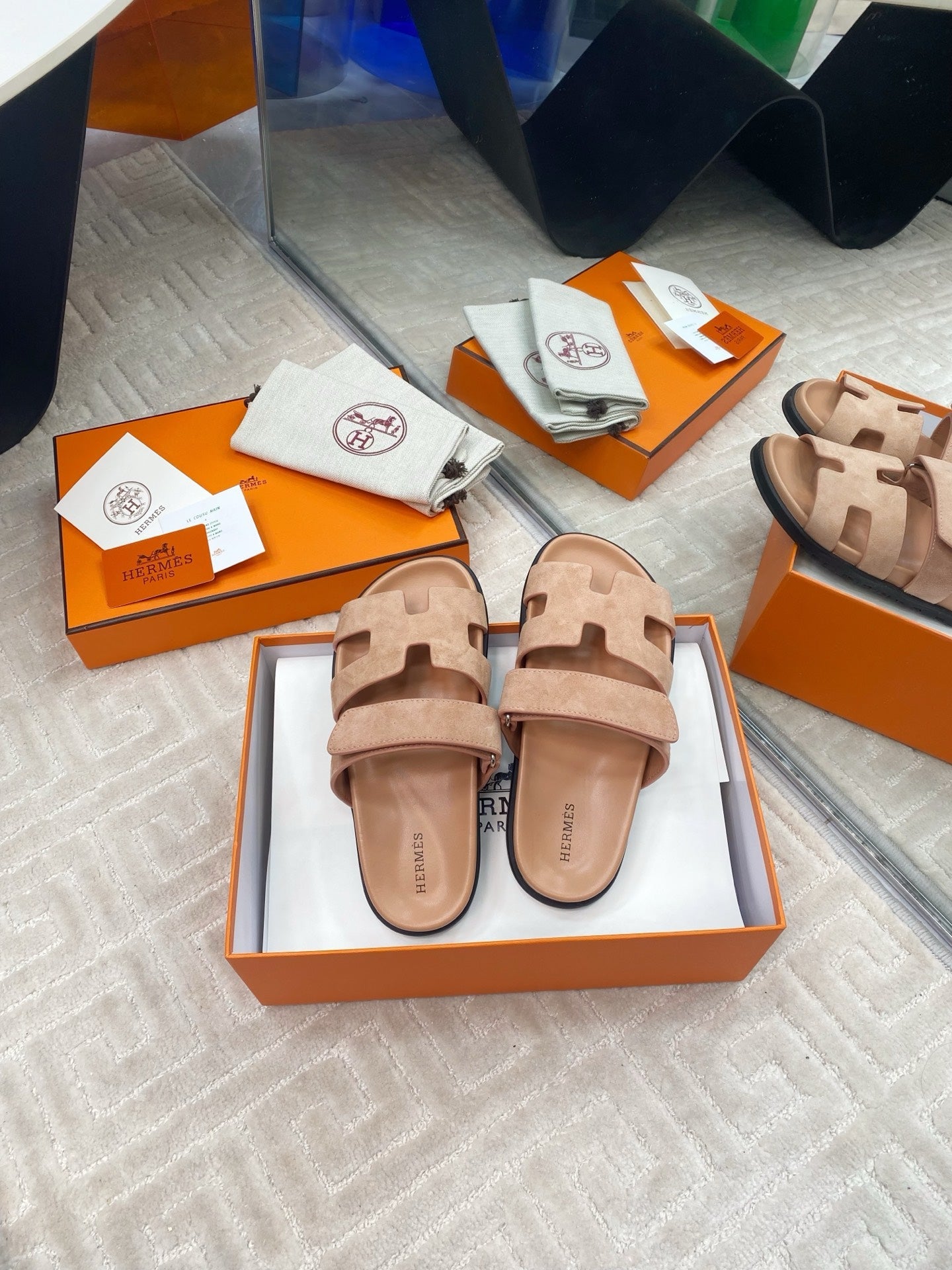 CHYPRE SANDALS IN DARK BEIGE SUEDE
