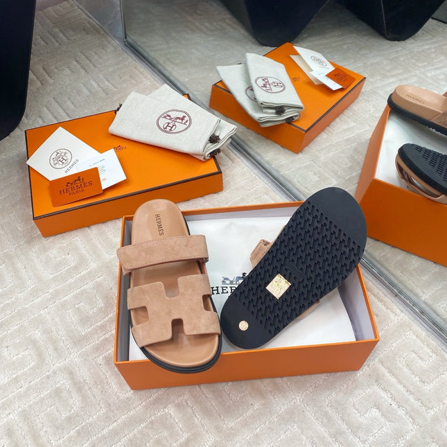 HM CHYPRE SANDALS IN DARK BEIGE SUEDE