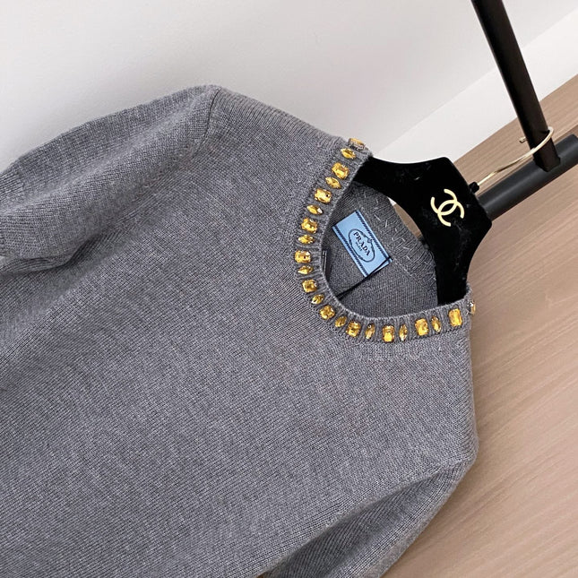 PRADA 25S BEADED CREW NECK SWEATER 322