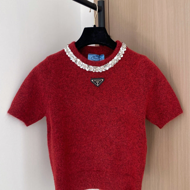 PRADA 25S SHORT-SLEEVE KNIT TOP 393