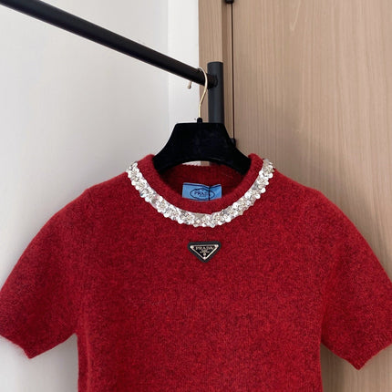 PRADA 25S SHORT-SLEEVE KNIT TOP 393