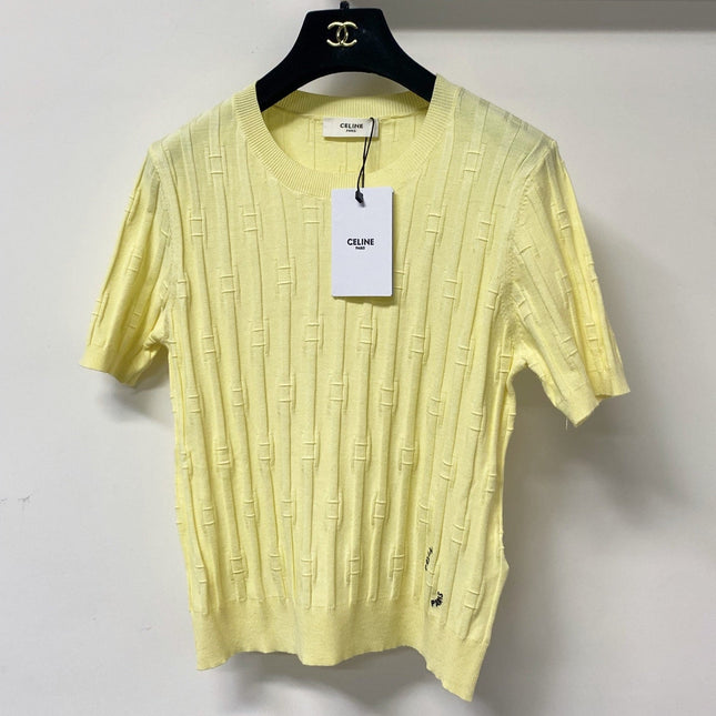 CELINE 26S LOGO SHORT-SLEEVE KNIT TOP 186