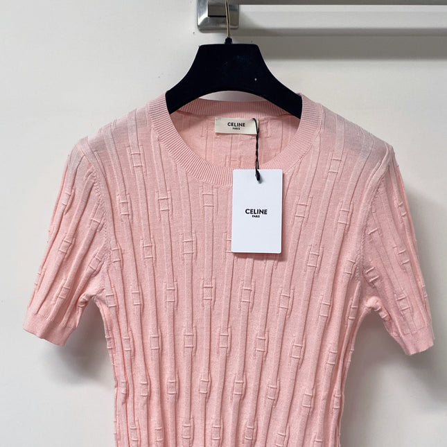 CELINE 26S LOGO SHORT-SLEEVE KNIT TOP 185