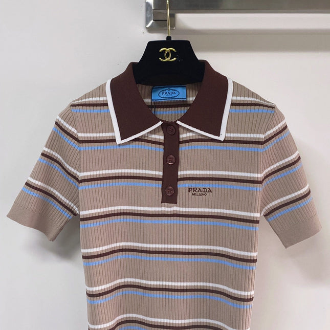 PRADA 26S SHORT-SLEEVED KNIT POLO SHIRT STYLE 893