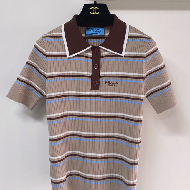 PRADA 26S SHORT-SLEEVED KNIT POLO SHIRT STYLE 893