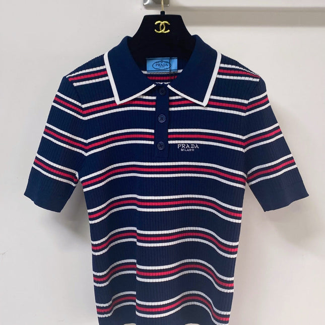 PRADA 26S SHORT-SLEEVED KNIT POLO SHIRT STYLE 892