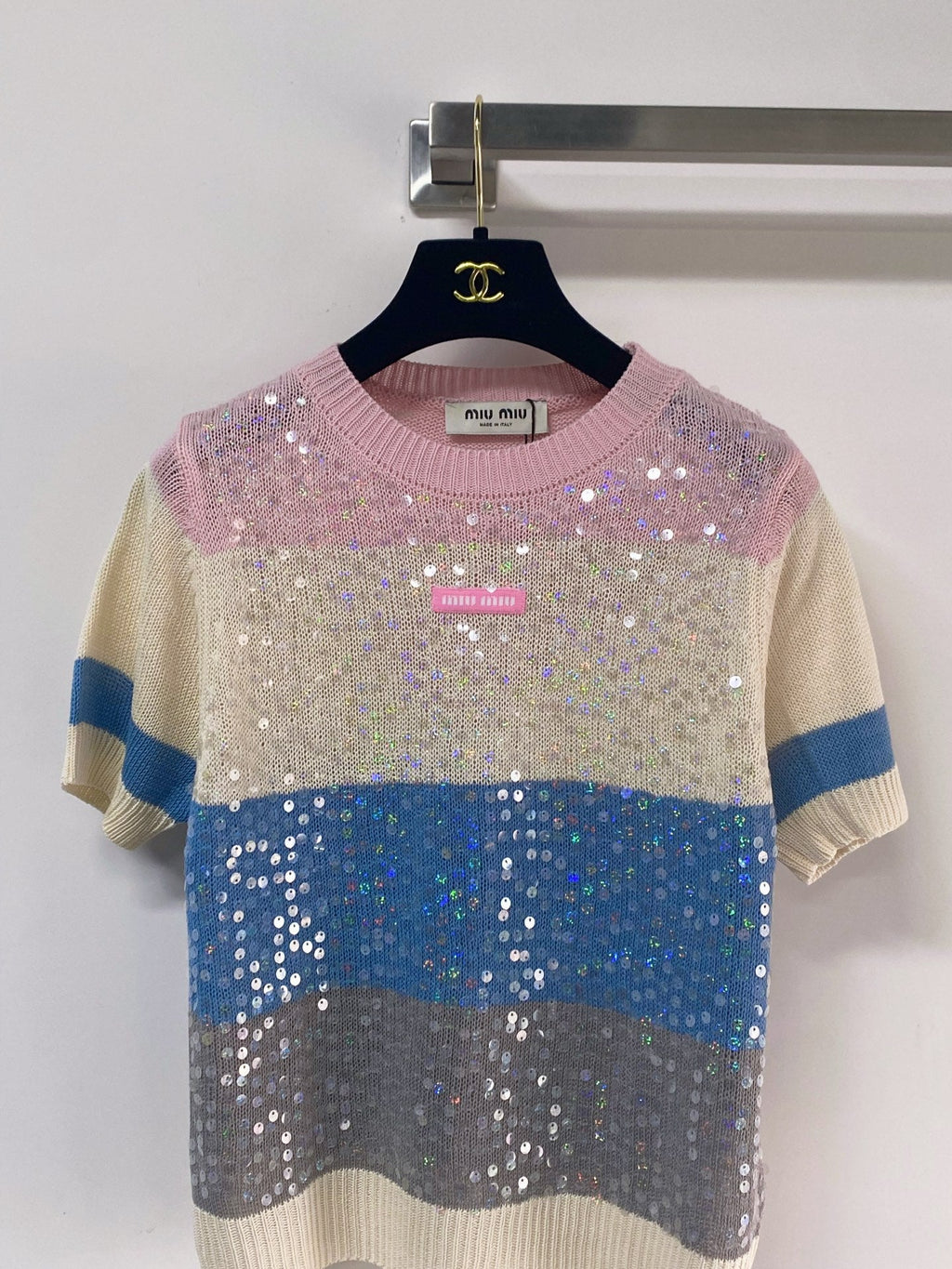 MIUMIU 26S SHORT-SLEEVED SWEATER STYLE 1129