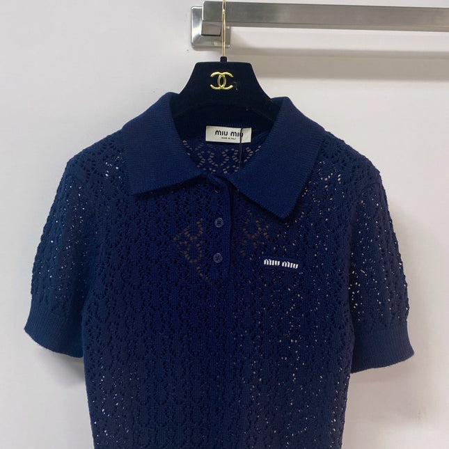 MIUMIU 26S SHORT-SLEEVED KNIT POLO SHIRT STYLE 1138