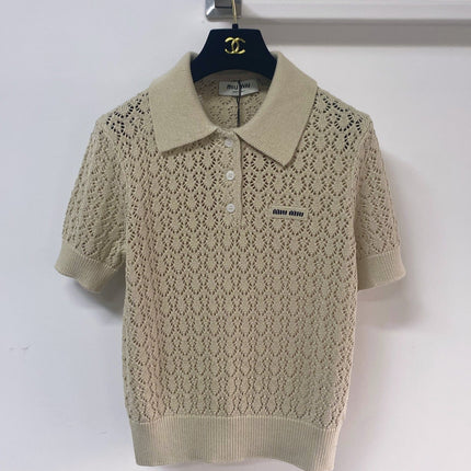 MIUMIU 26S SHORT-SLEEVED KNIT POLO SHIRT STYLE 1137
