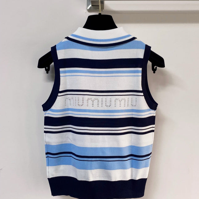 MIUMIU 26S SLEEVELESS KNIT POLO TOP STYLE 1125