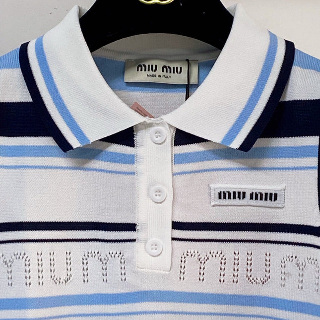 MIUMIU 26S SLEEVELESS KNIT POLO TOP STYLE 1125
