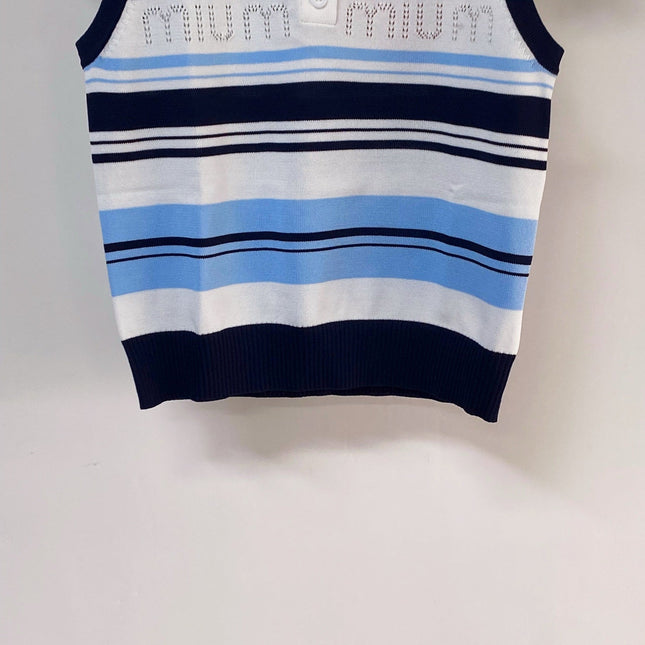 MIUMIU 26S SLEEVELESS KNIT POLO TOP STYLE 1125