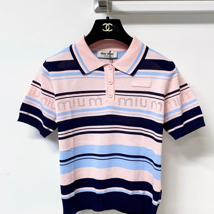 MIUMIU 26S SHORT-SLEEVED KNIT POLO SHIRT STYLE 1123