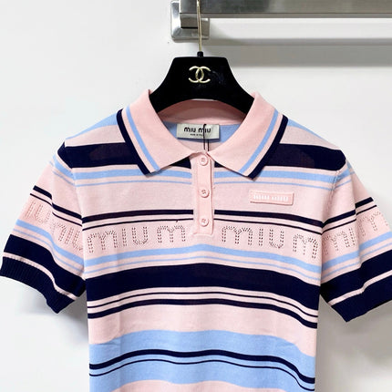 MIUMIU 26S SHORT-SLEEVED KNIT POLO SHIRT STYLE 1123