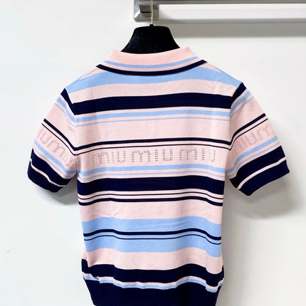 MIUMIU 26S SHORT-SLEEVED KNIT POLO SHIRT STYLE 1123
