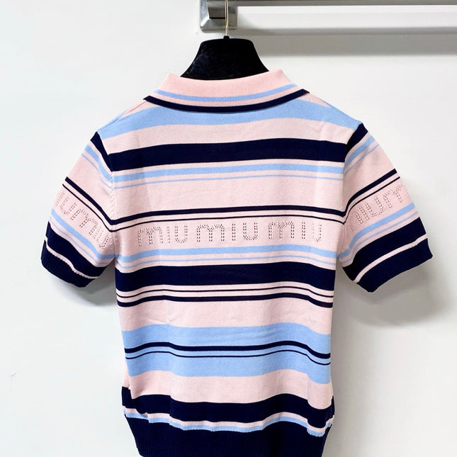 MIUMIU 26S SHORT-SLEEVED KNIT POLO SHIRT STYLE 1123