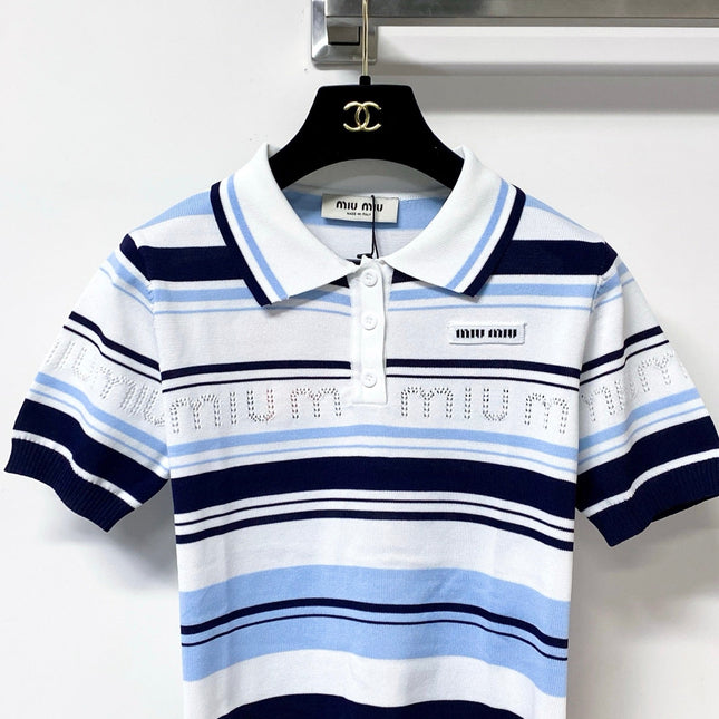 MIUMIU 26S SHORT-SLEEVED KNIT POLO SHIRT STYLE 1122