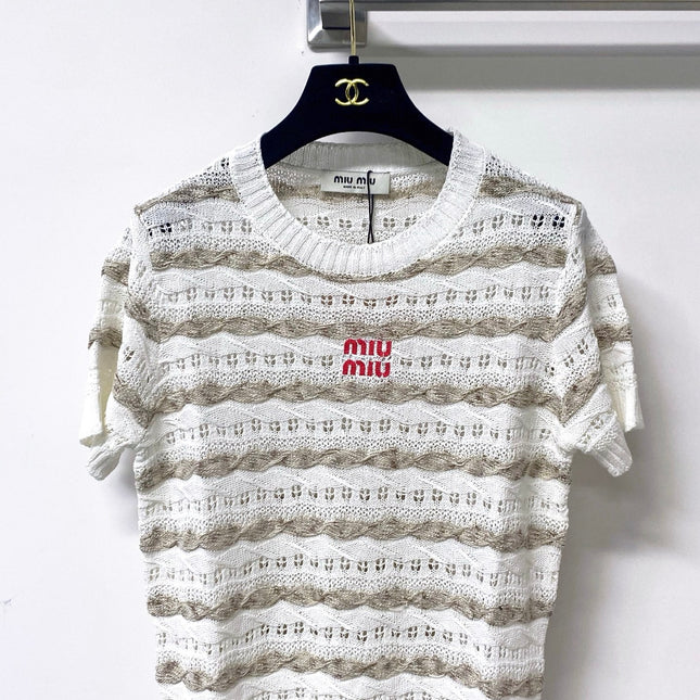 MIUMIU 26S SHORT-SLEEVED SWEATER STYLE 1045