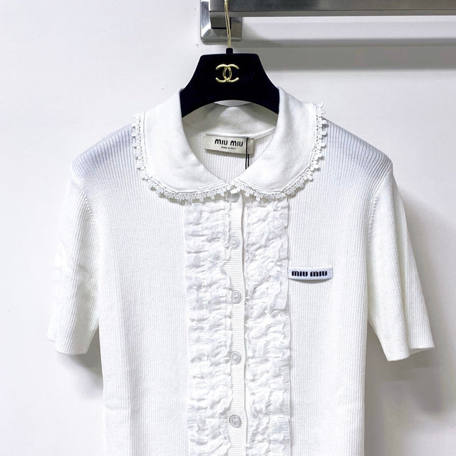 MIUMIU 26S SHORT-SLEEVED KNIT POLO SHIRT STYLE 1052