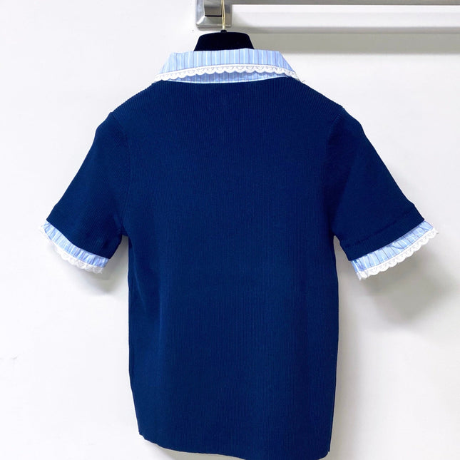 MIUMIU 26S SHORT-SLEEVED KNIT POLO SHIRT STYLE 1055