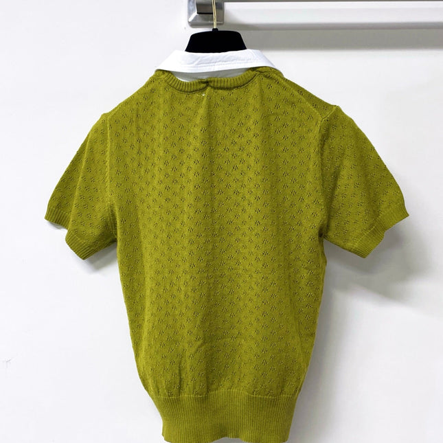 MIUMIU 26S SHORT-SLEEVED KNIT POLO SHIRT STYLE 1056
