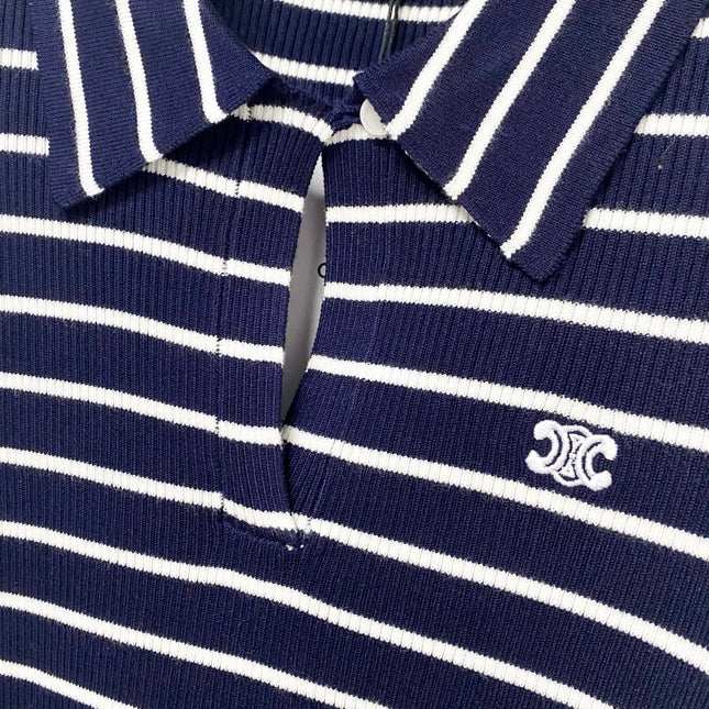 CELINE 26S STRIPED SHORT-SLEEVE POLO SHIRT 490