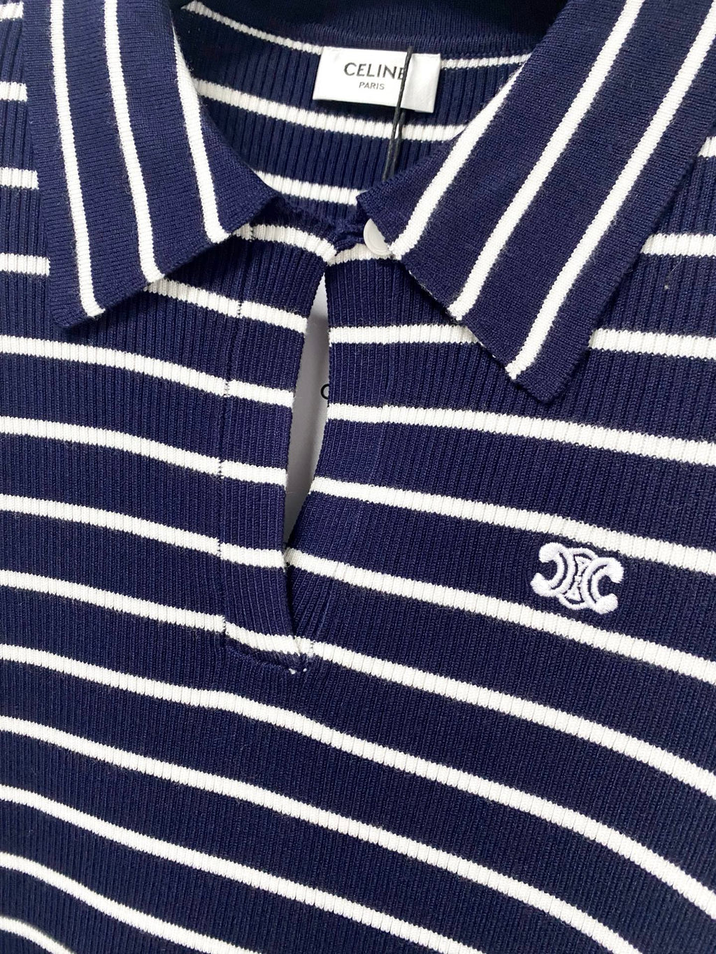 CELINE 26S STRIPED SHORT-SLEEVE POLO SHIRT 490