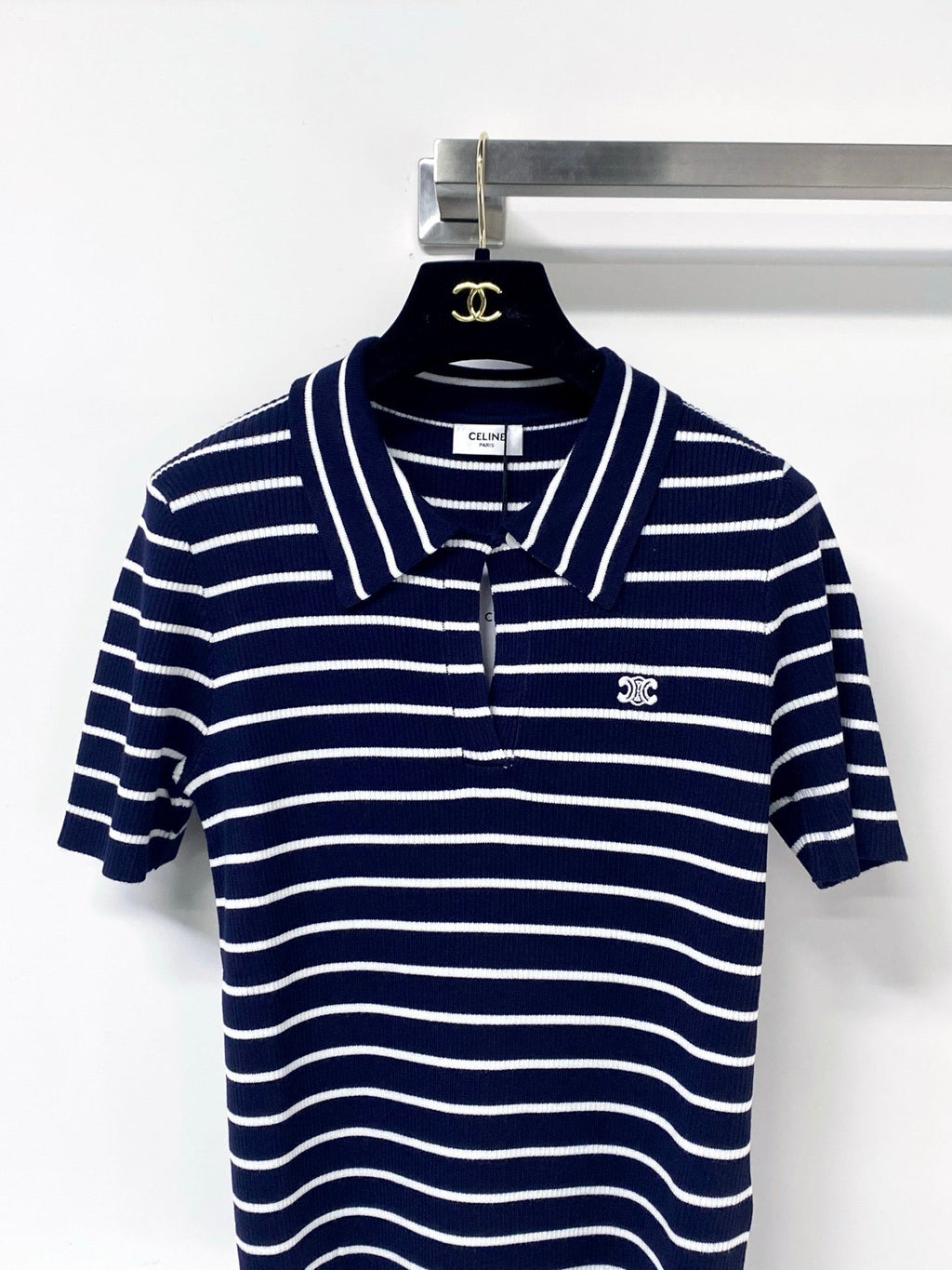 CELINE 26S STRIPED SHORT-SLEEVE POLO SHIRT 490