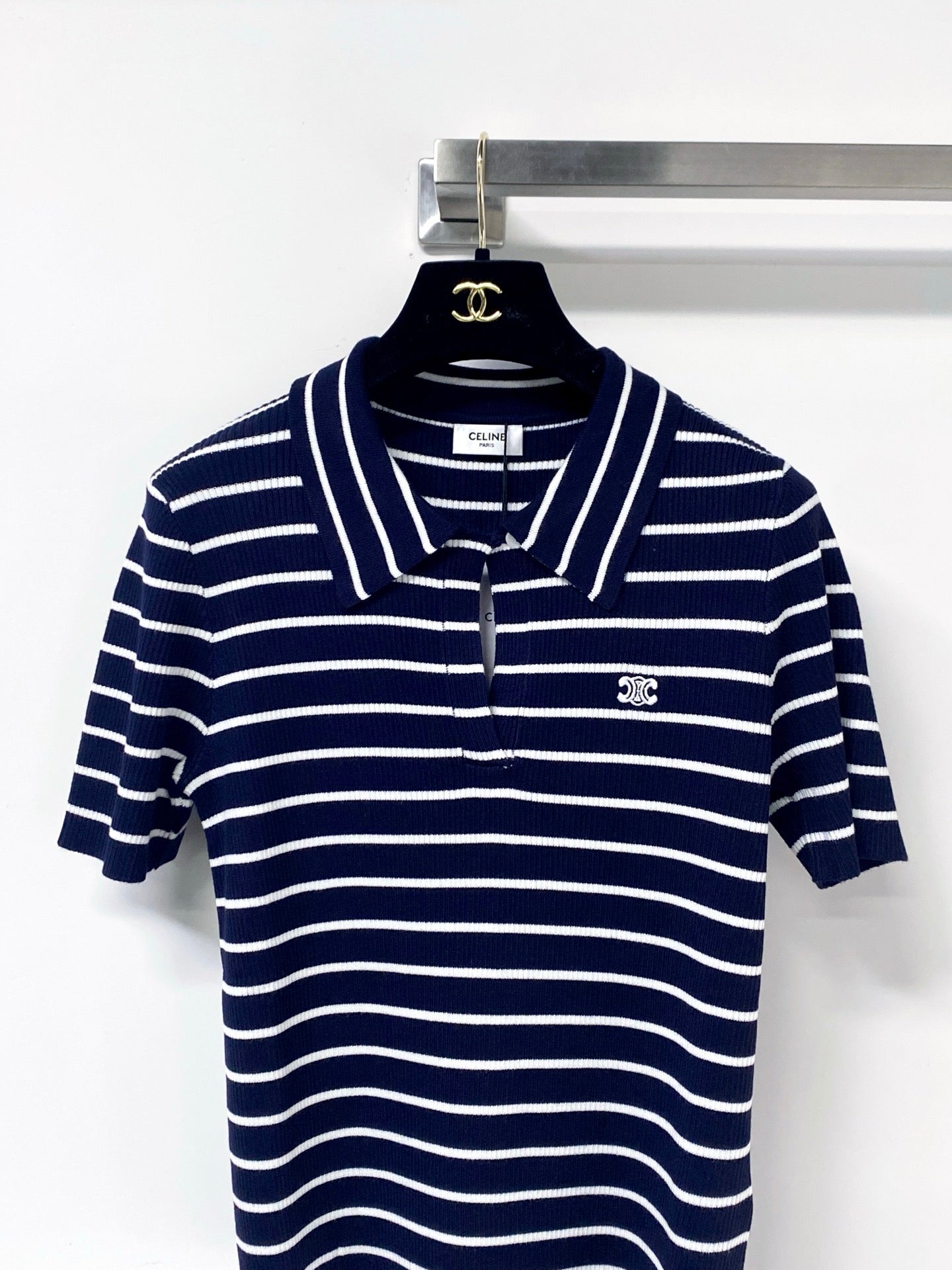 CELINE 26S STRIPED SHORT-SLEEVE POLO SHIRT 490
