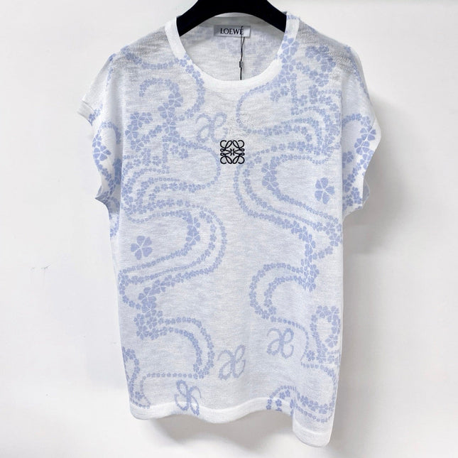 LOEWE 26S SHORT SLEEVE PRINTED KNIT TOP 519