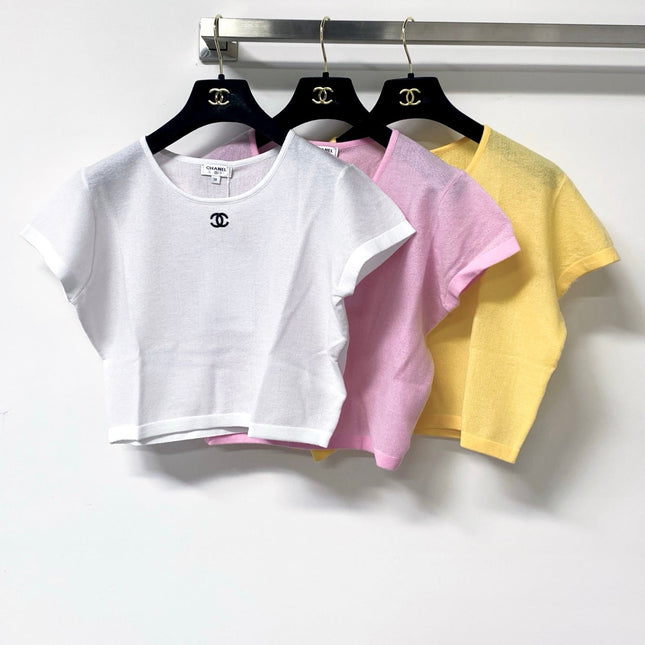 CHANEL 26S CROPPED SHORT-SLEEVED KNIT TOP STYLE 1223