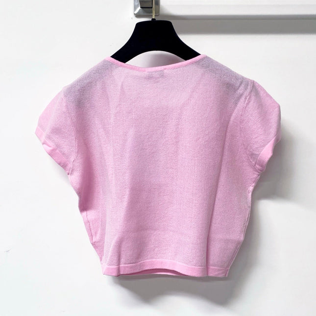 CHANEL 26S CROPPED SHORT-SLEEVED KNIT TOP STYLE 1223