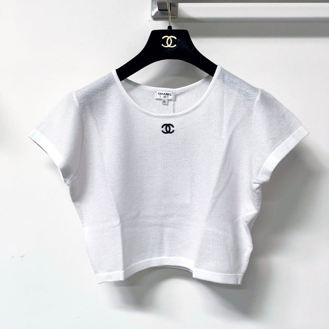 CHANEL 26S CROPPED SHORT-SLEEVED KNIT TOP STYLE 1222