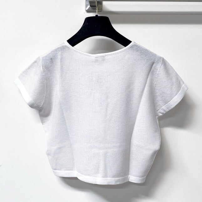CHANEL 26S CROPPED SHORT-SLEEVED KNIT TOP STYLE 1222