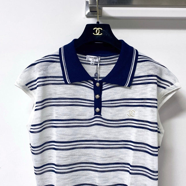 CHANEL 26S SHORT-SLEEVED KNIT POLO SHIRT STYLE 1178