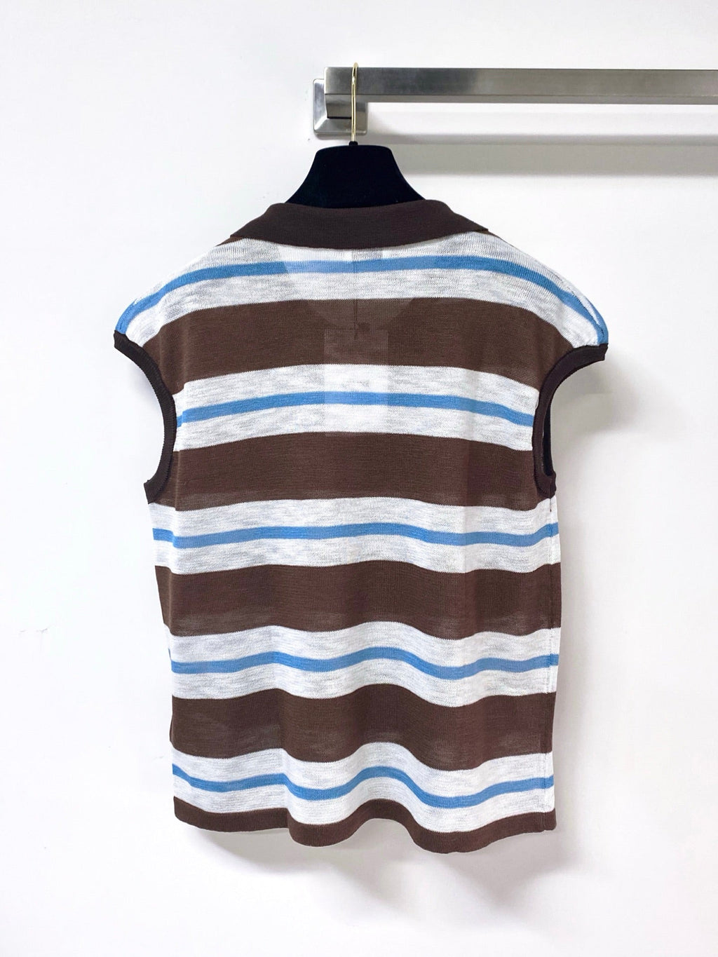 CELINE 26S STRIPED SLEEVELESS POLO SHIRT 481