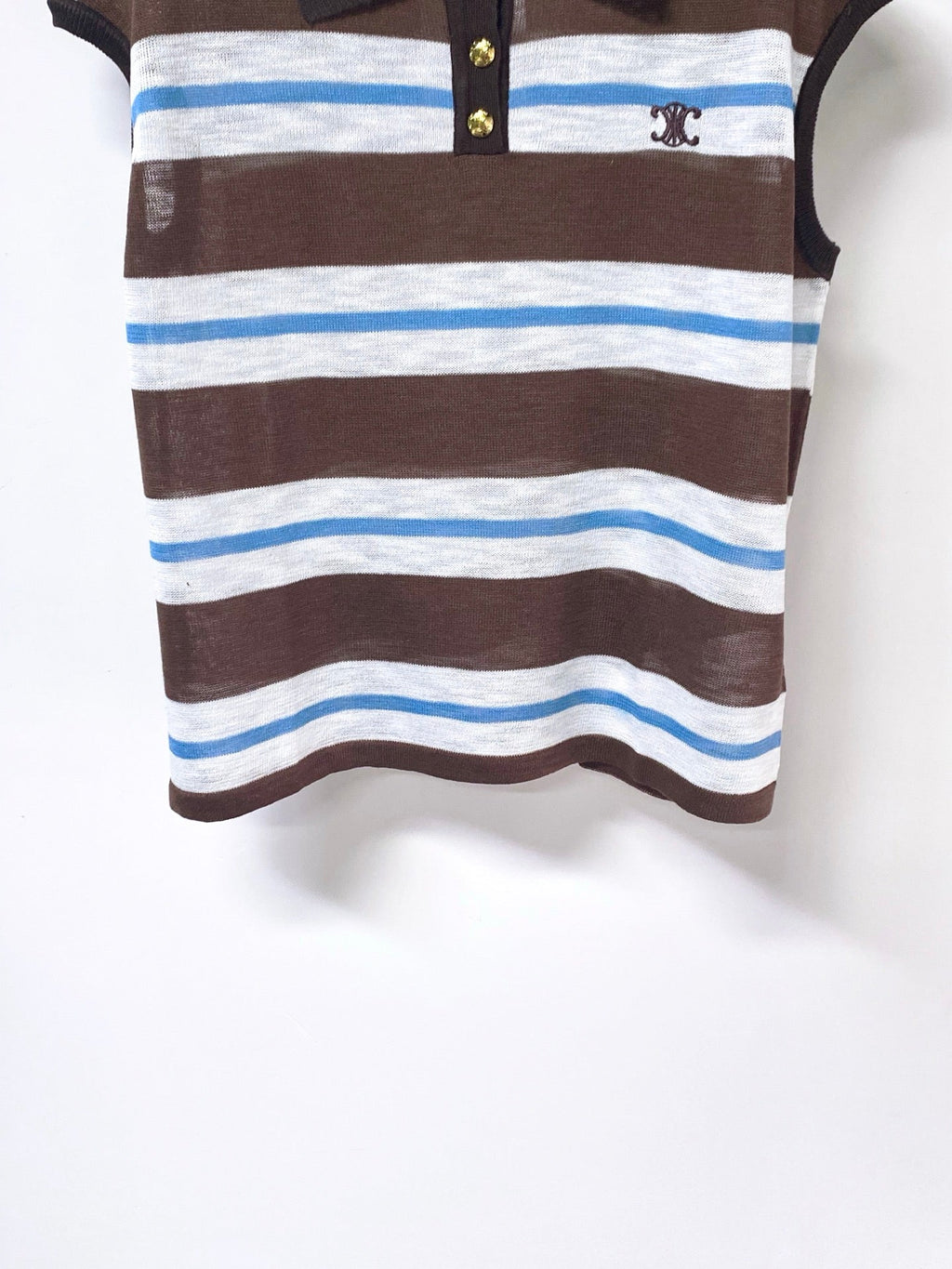 CELINE 26S STRIPED SLEEVELESS POLO SHIRT 481
