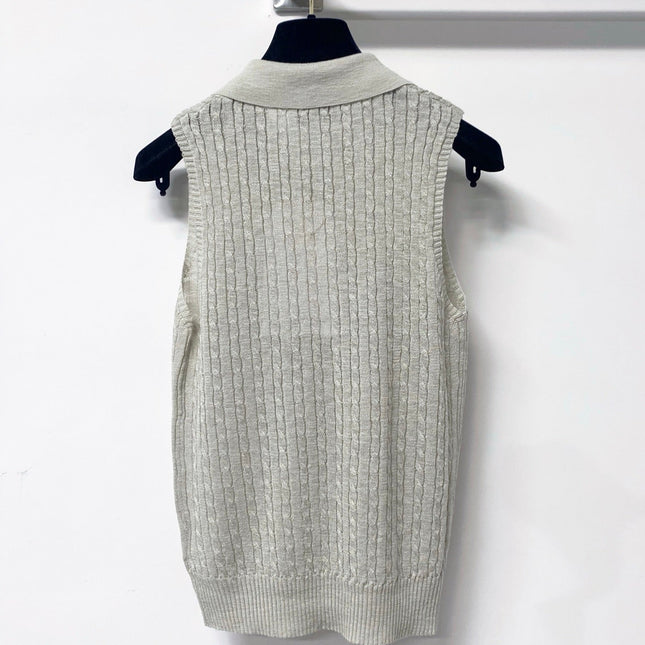 CHANEL 26S SLEEVELESS POLO KNIT TOP STYLE 1137