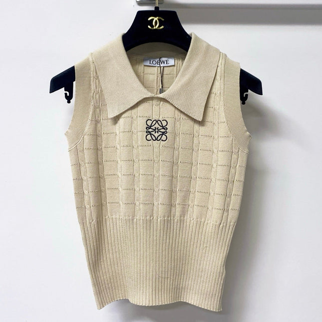 LOEWE 26S SLEEVELESS KNIT POLO TOP 414