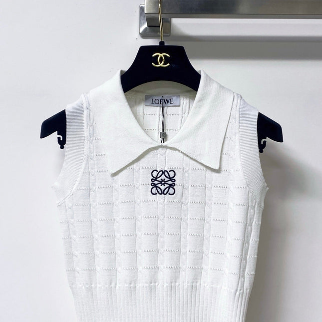 LOEWE 26S SLEEVELESS KNIT POLO TOP 413